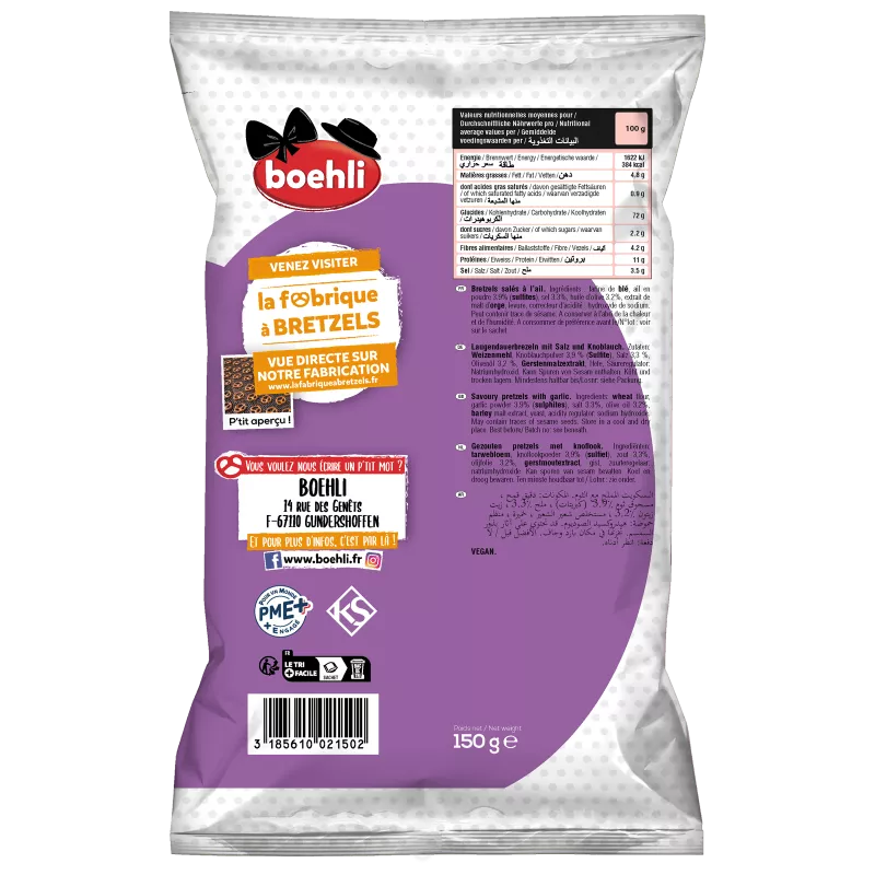 Sachet 150g mini bretzels saveur aïoli verso