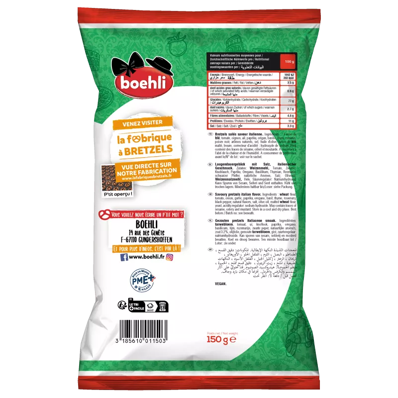 Sachet mini-bretzels saveur italienne 150g