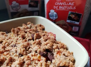 Crumble choco-prune à la chapelure de Bretzels
