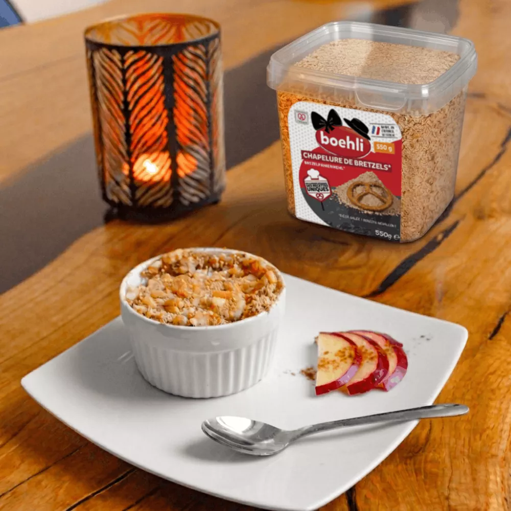 Crumble à la pomme et chapelure de Bretzels
