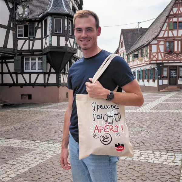 TOTE BAG BOEHLI "J'PEUX PAS J'AI APERO"