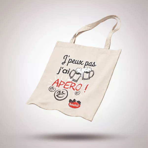 TOTE BAG BOEHLI "J'PEUX PAS J'AI APERO"