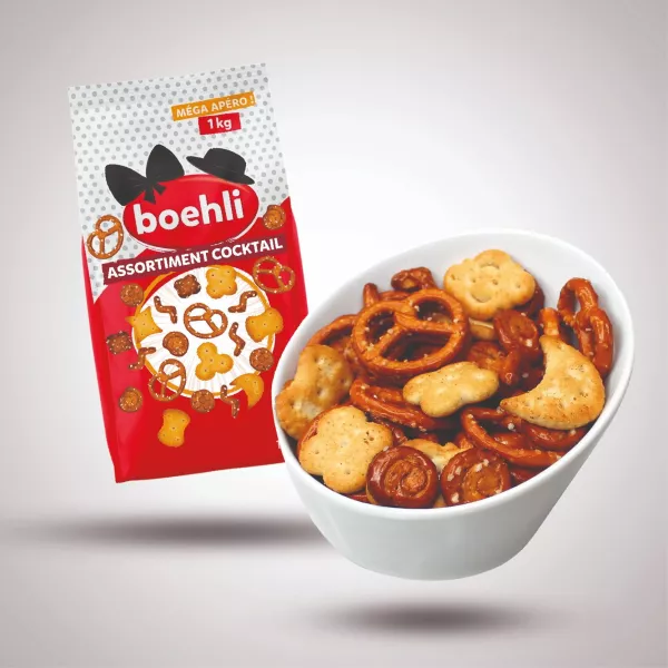 ASSORTIMENT COCKTAIL - MÉLANGE DE MINI-BRETZELS, MINI-STICKS, RONDZELS ET CRACKERS SALÉS - SACHET 1KG