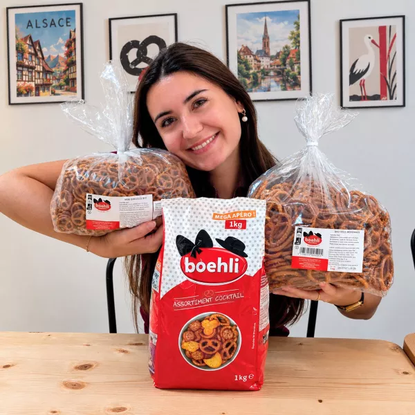 OFFRE GOURMANDE – BRETZELS D’ALSACE, MINI-BRETZELS, ASSORTIMENT COCKTAIL – LOT 3 SACHETS DE 1KG