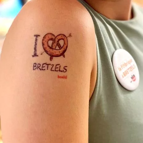 LOT DE 5 TATOUAGES EPHEMERES BOEHLI "I Love Bretzels"